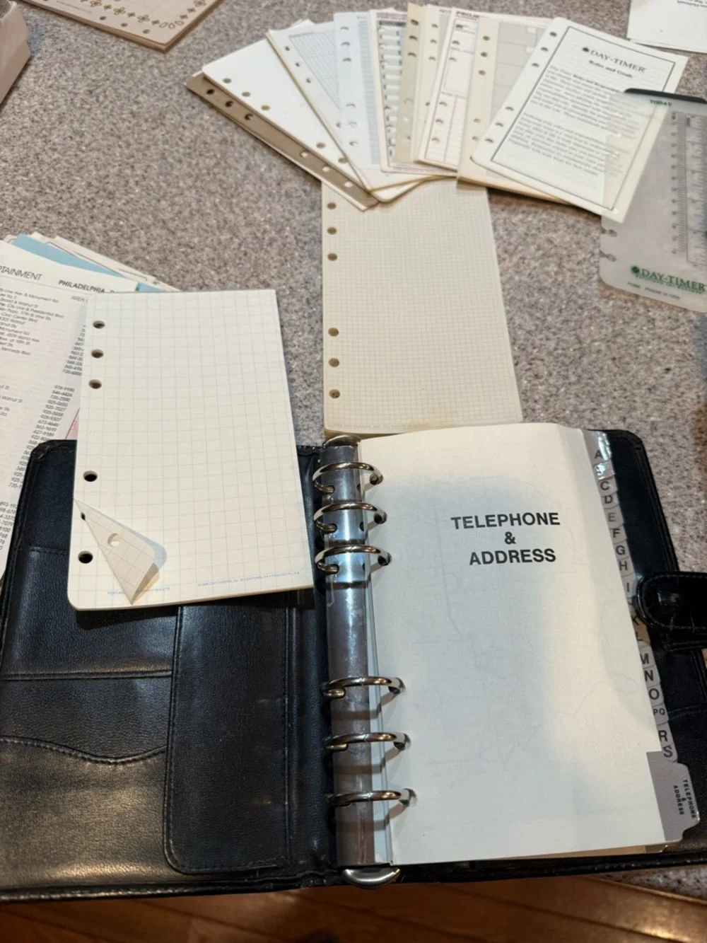 Mundex Leather Planner Binder Bundle Day-Timer Inserts Organizer Set EUC